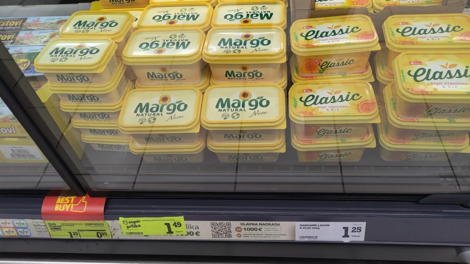 Ceny potravin v Chorvatsku. Konzum, město Krk na ostrově Krk. (9. 6. 2024)