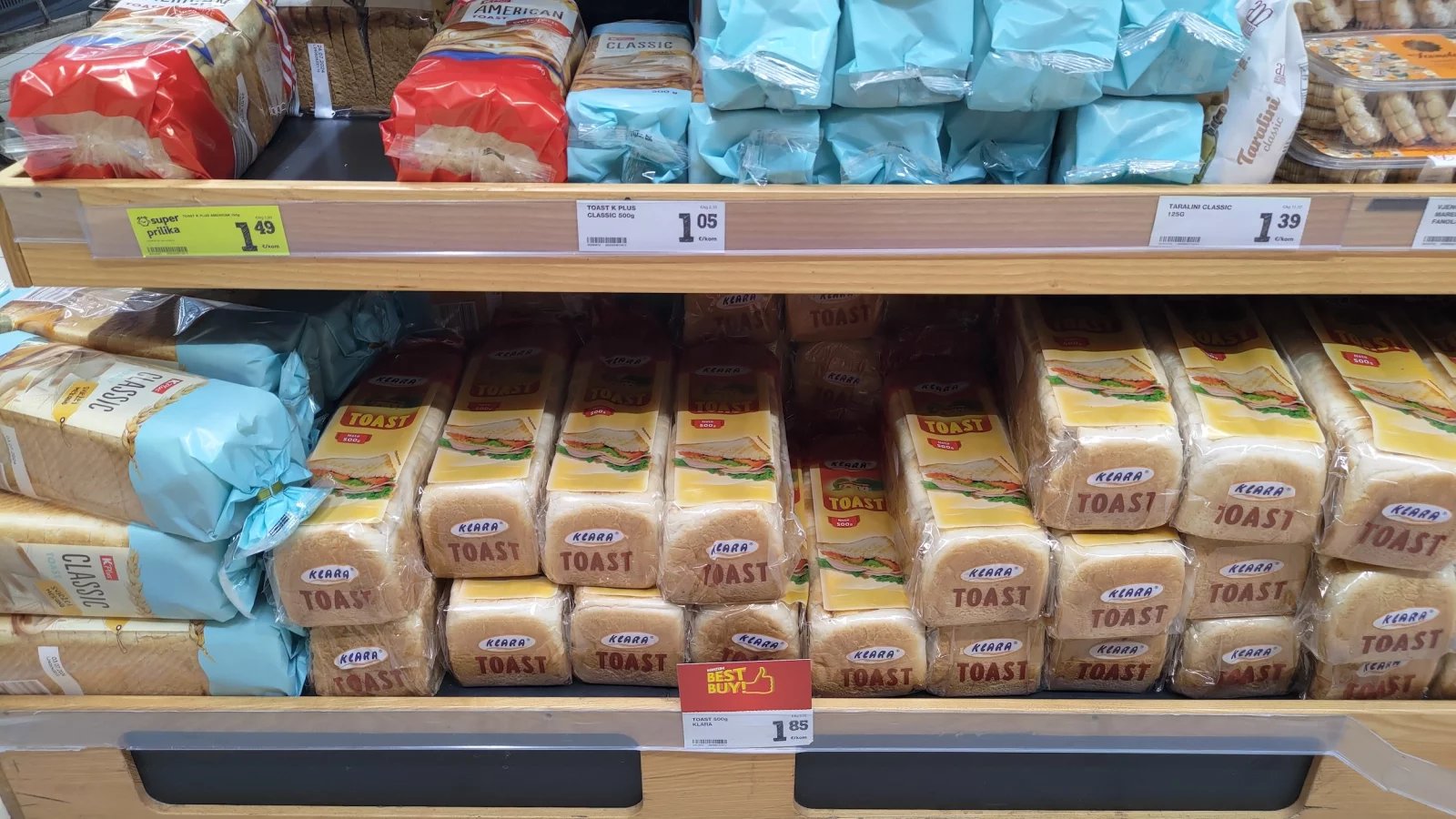 Ceny potravin v Chorvatsku. Konzum, město Krk na ostrově Krk. (9. 6. 2024)
