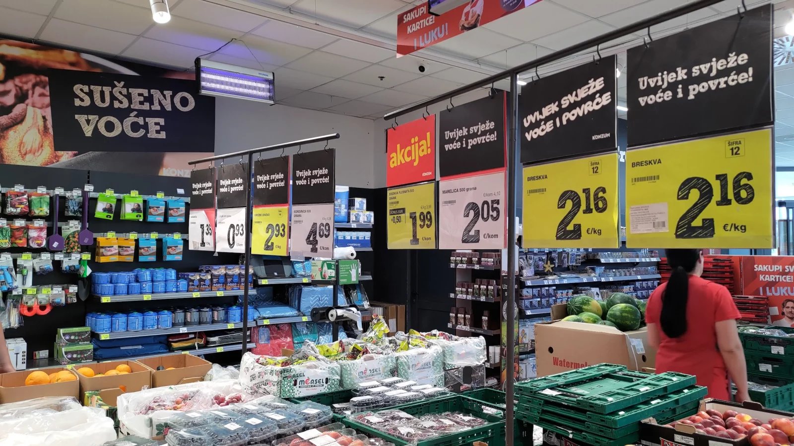 Ceny potravin v Chorvatsku. Konzum, město Krk na ostrově Krk. (9. 6. 2024)