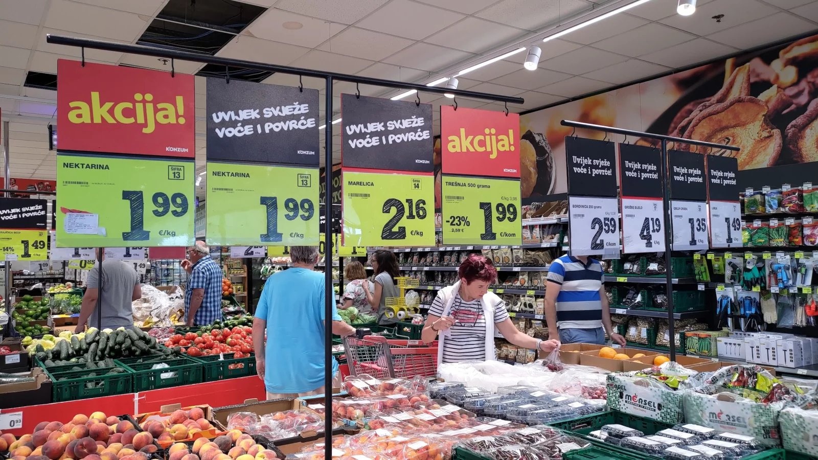 Ceny potravin v Chorvatsku. Konzum, město Krk na ostrově Krk. (9. 6. 2024)