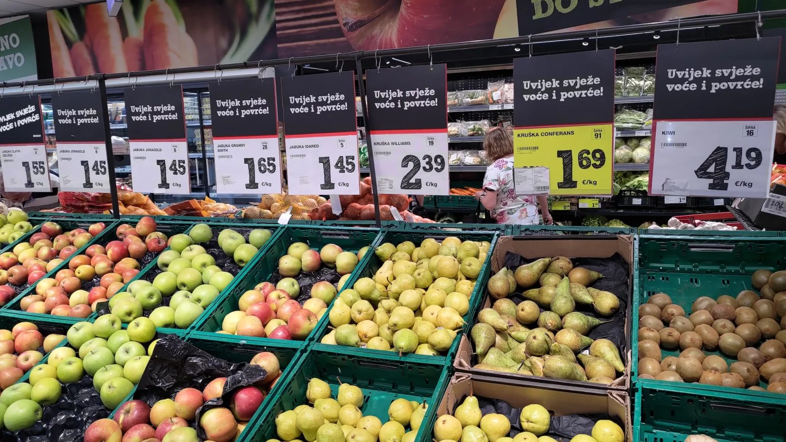 Ceny potravin v Chorvatsku. Konzum, město Krk na ostrově Krk. (9. 6. 2024)