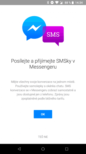 Messenger se nabízí, že bude spravovat SMS