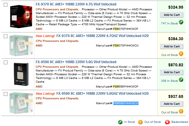 FX-9000 s vodním chlazením v obchodu Provantage.com