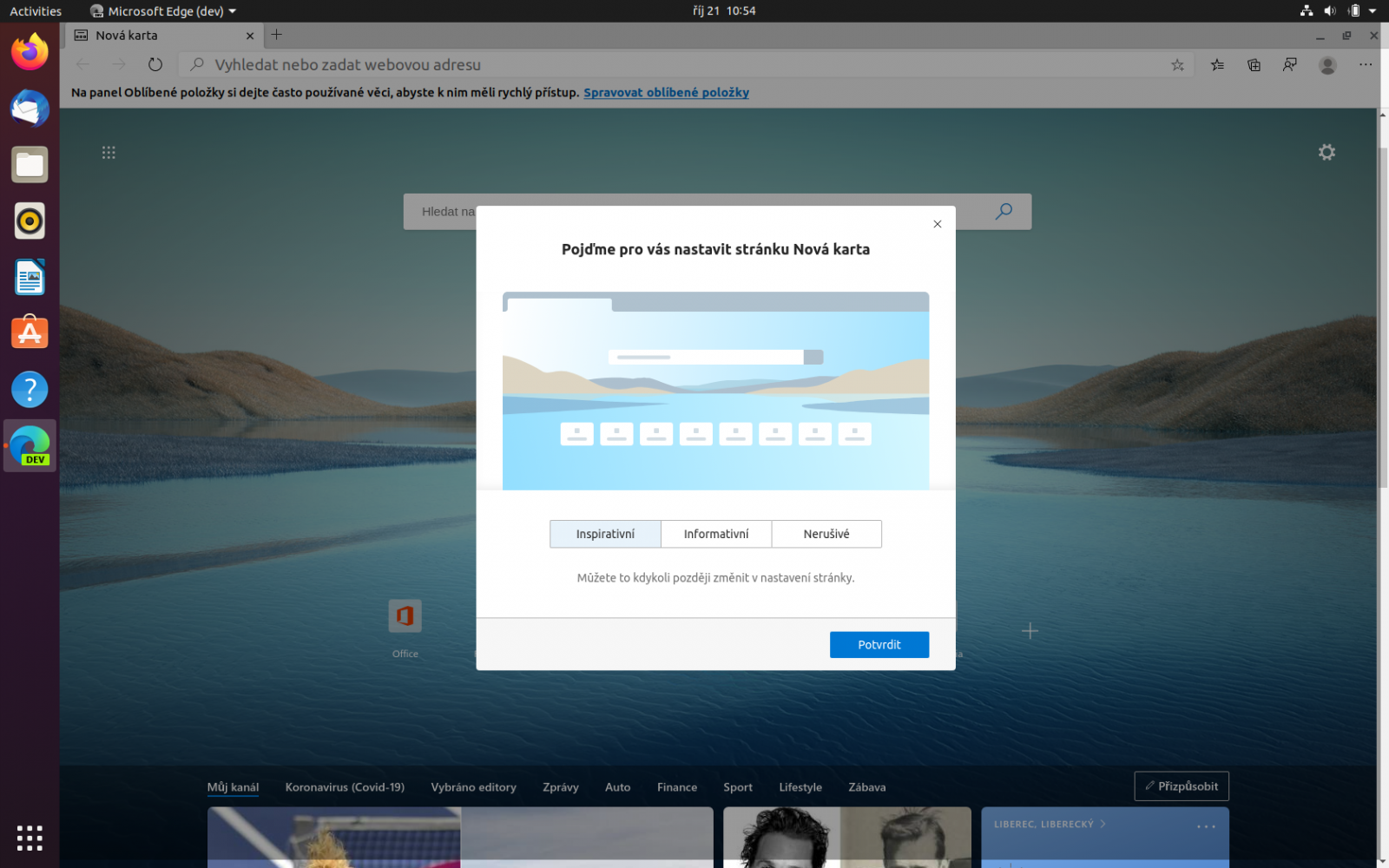Microsoft Edge preview v Ubuntu