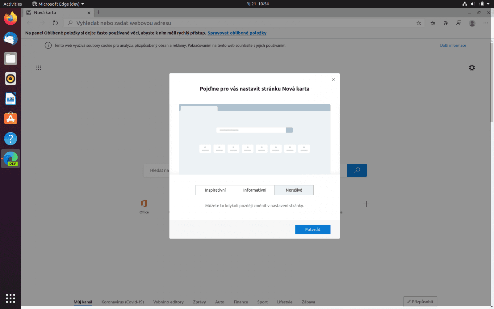 Microsoft Edge preview v Ubuntu