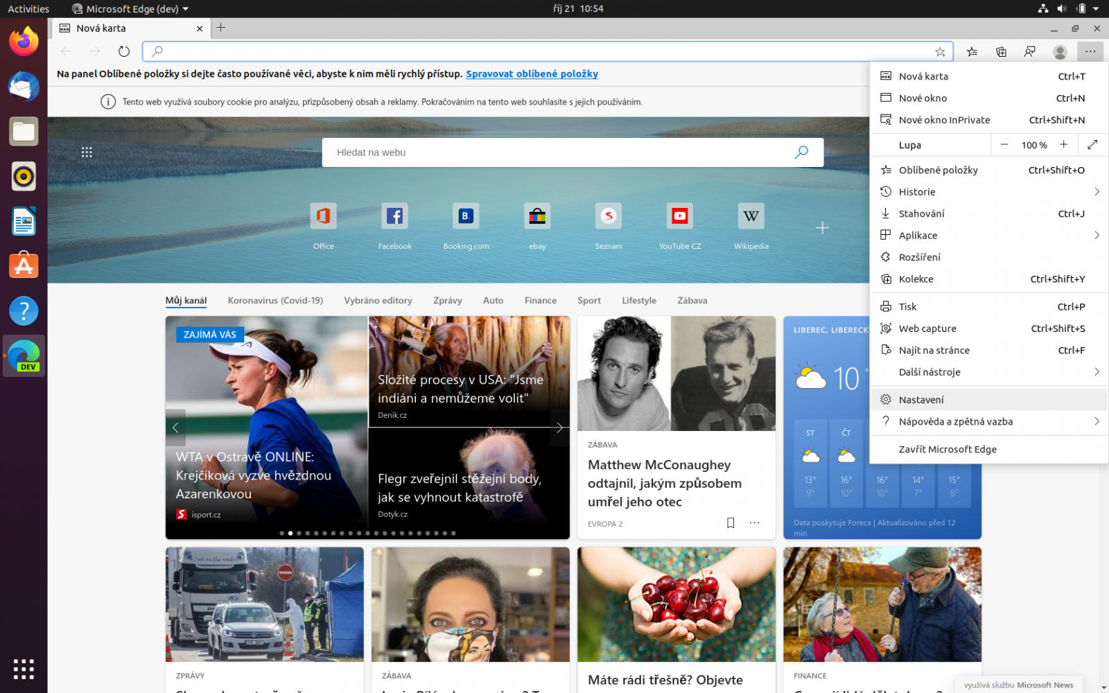 Microsoft Edge preview v Ubuntu