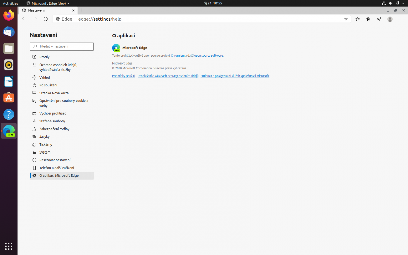 Microsoft Edge preview v Ubuntu