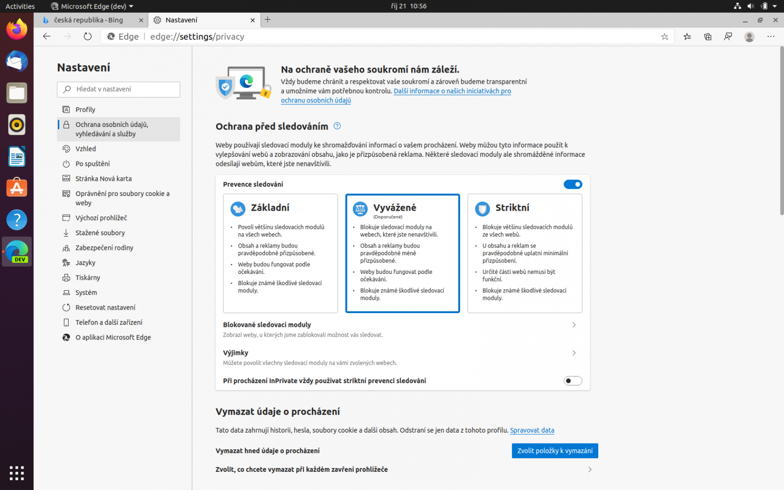 Microsoft Edge preview v Ubuntu