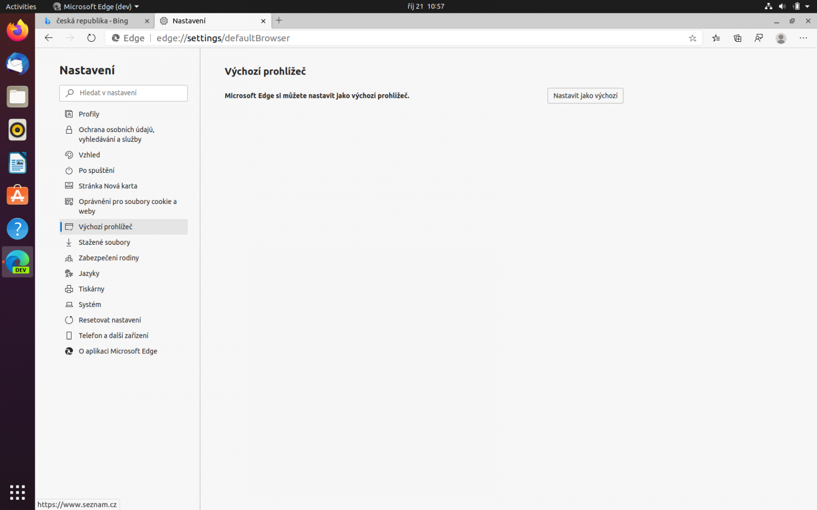Microsoft Edge preview v Ubuntu