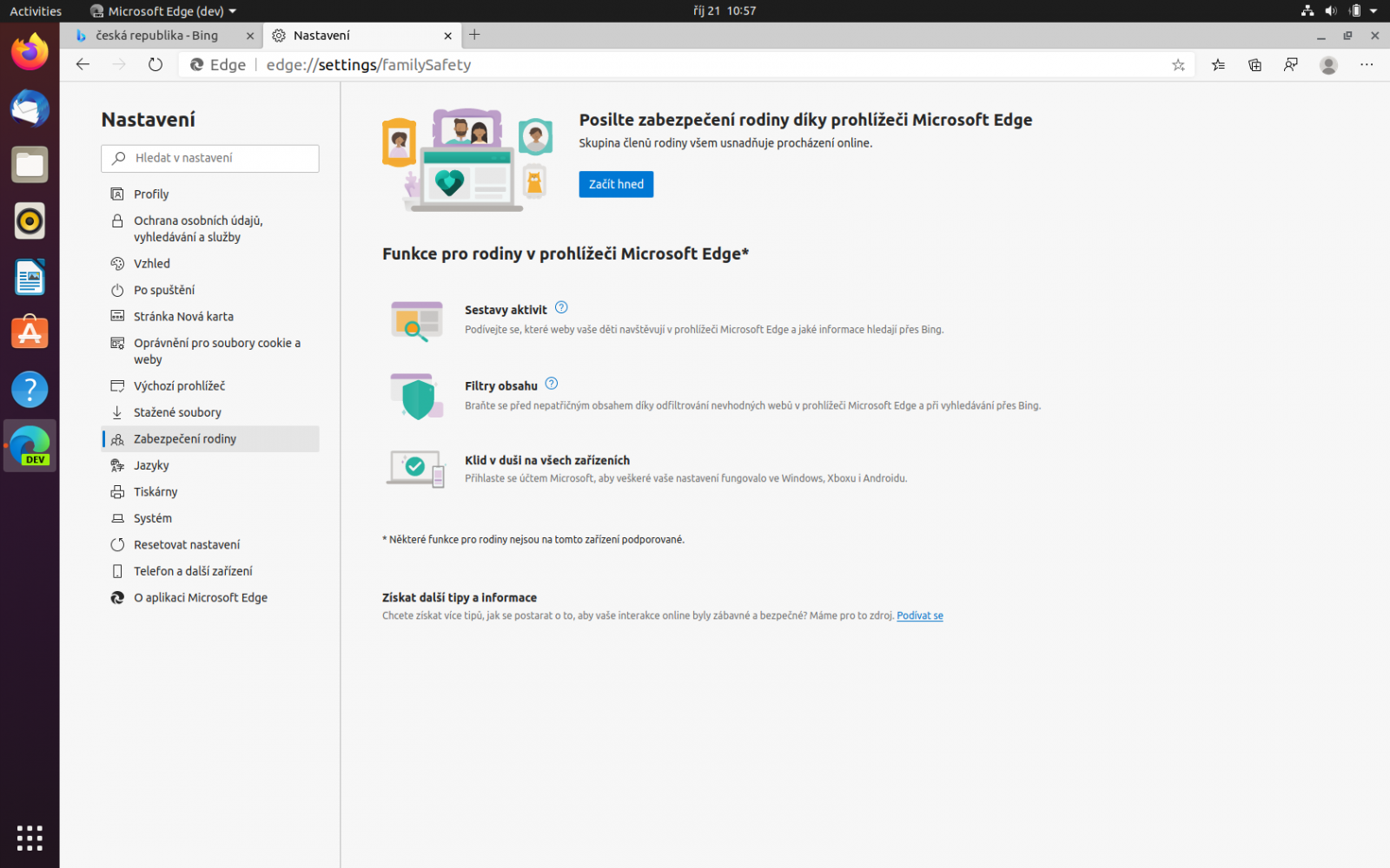 Microsoft Edge preview v Ubuntu