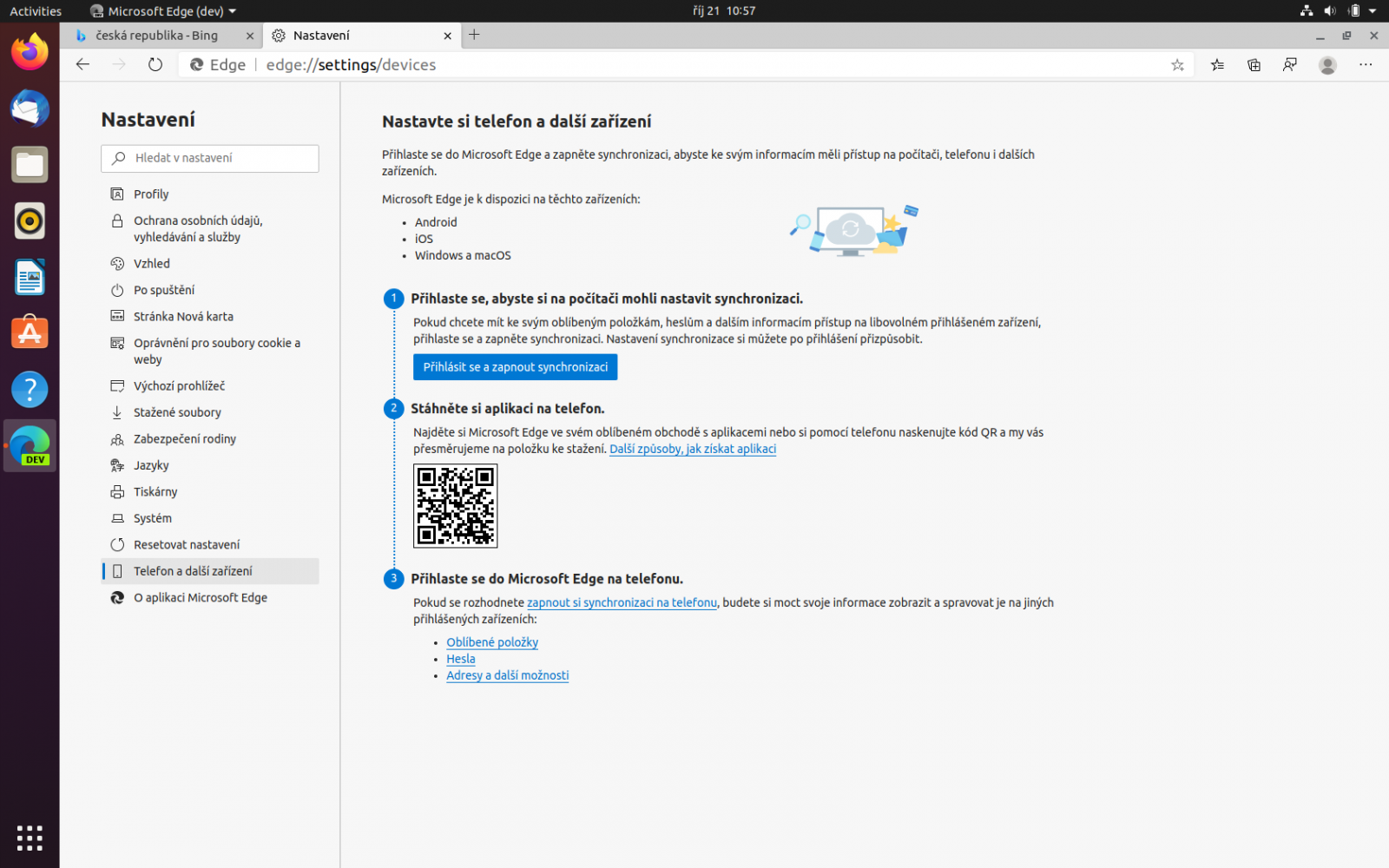 Microsoft Edge preview v Ubuntu