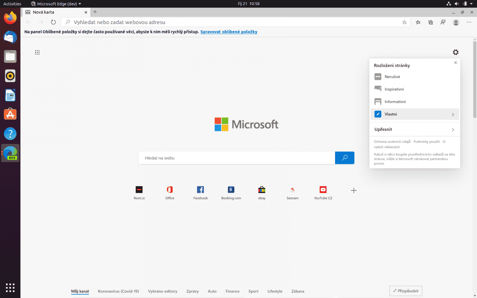 Microsoft Edge preview v Ubuntu