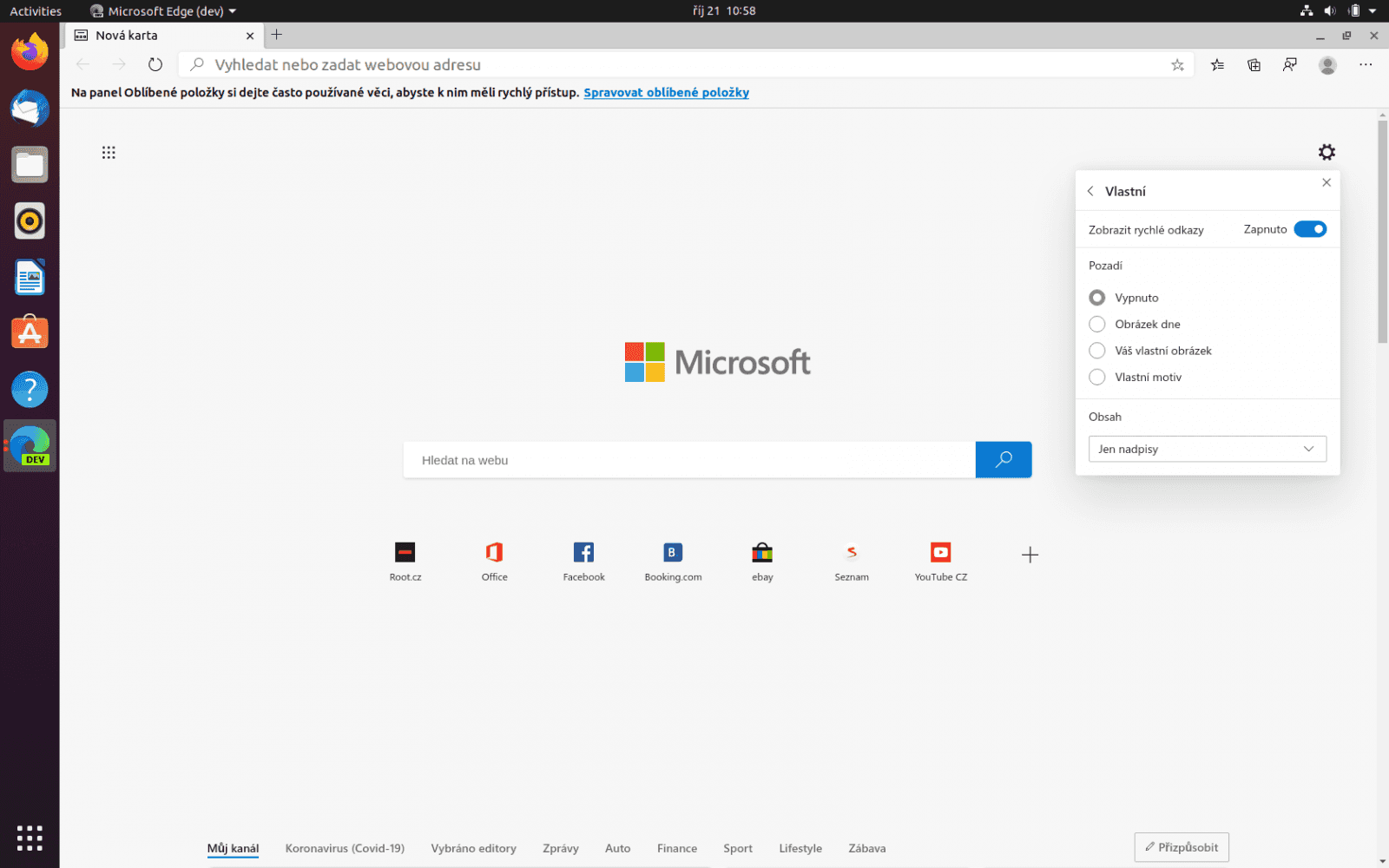 Microsoft Edge preview v Ubuntu
