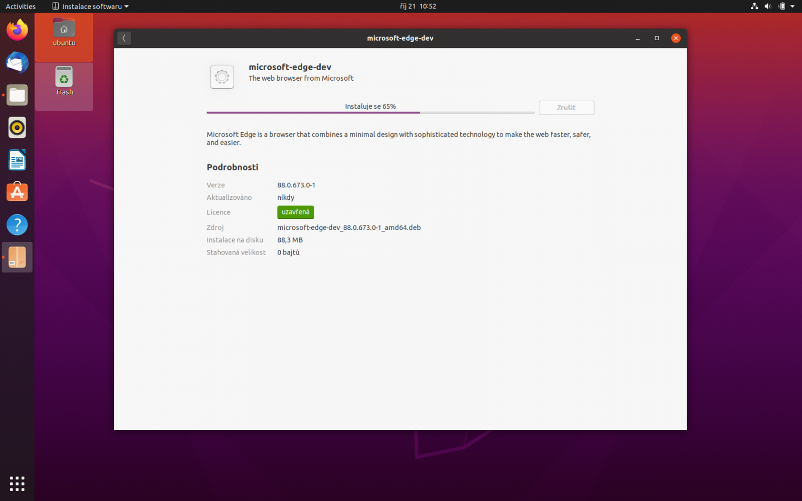 Microsoft Edge preview v Ubuntu