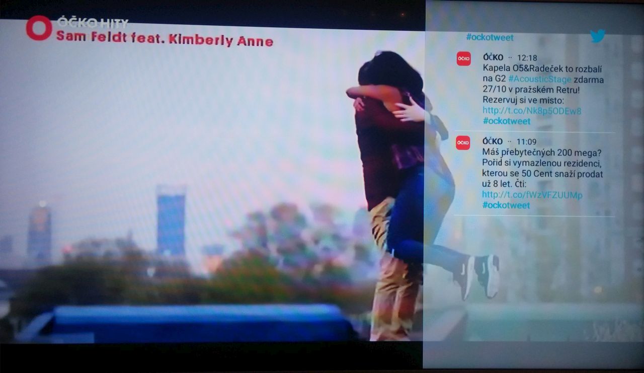 Aplikace Twitter v hybridním vysílání televize Óčko