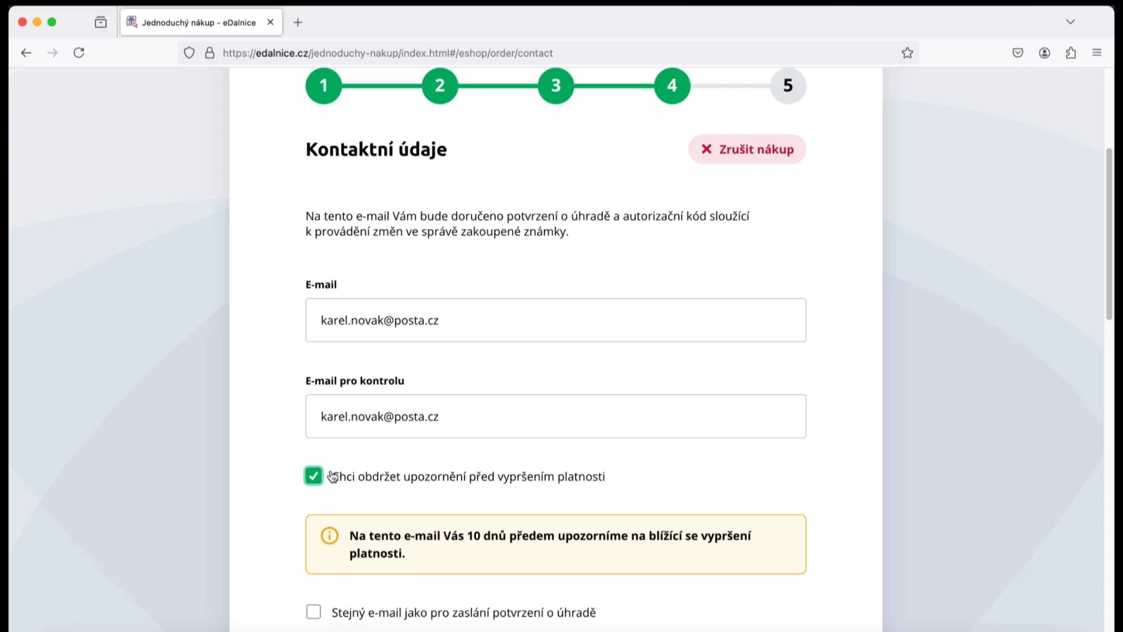 Zadejte kontaktní údaje.