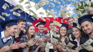 studenti technických oborů a kolem nich padají peníze z nebe