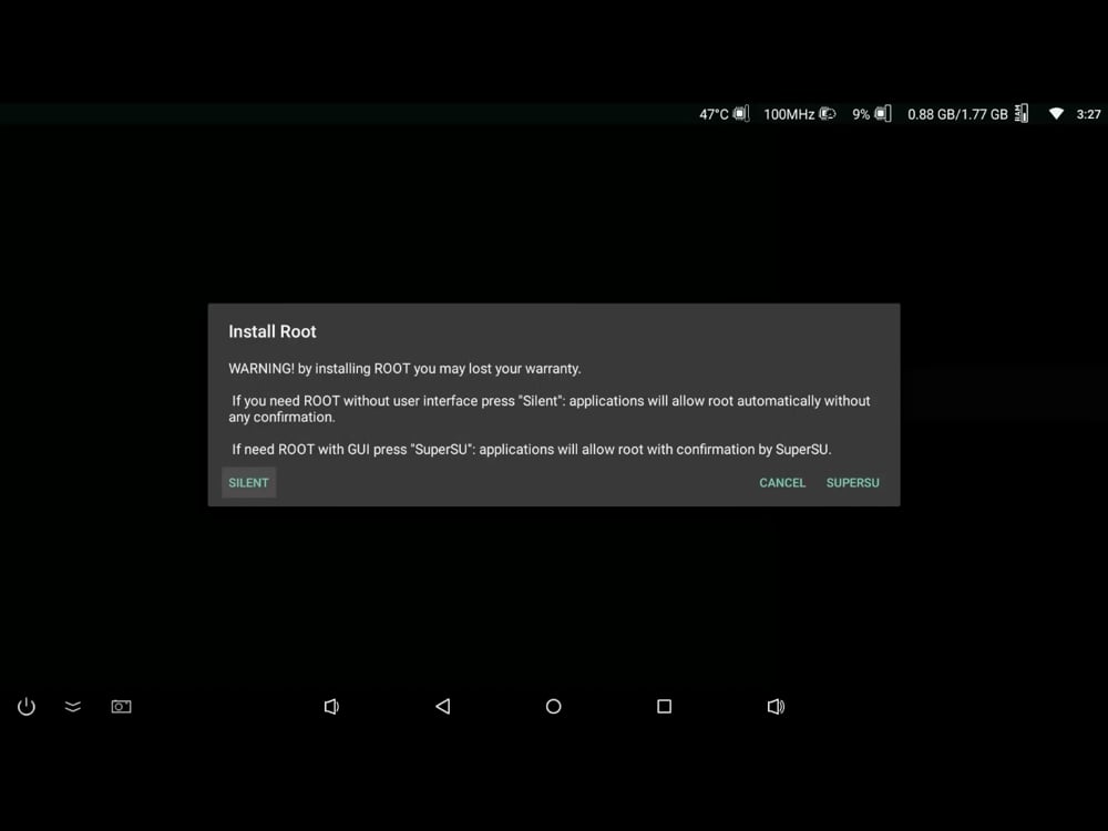 Instalace a odinstalace root access, reboot přístroje