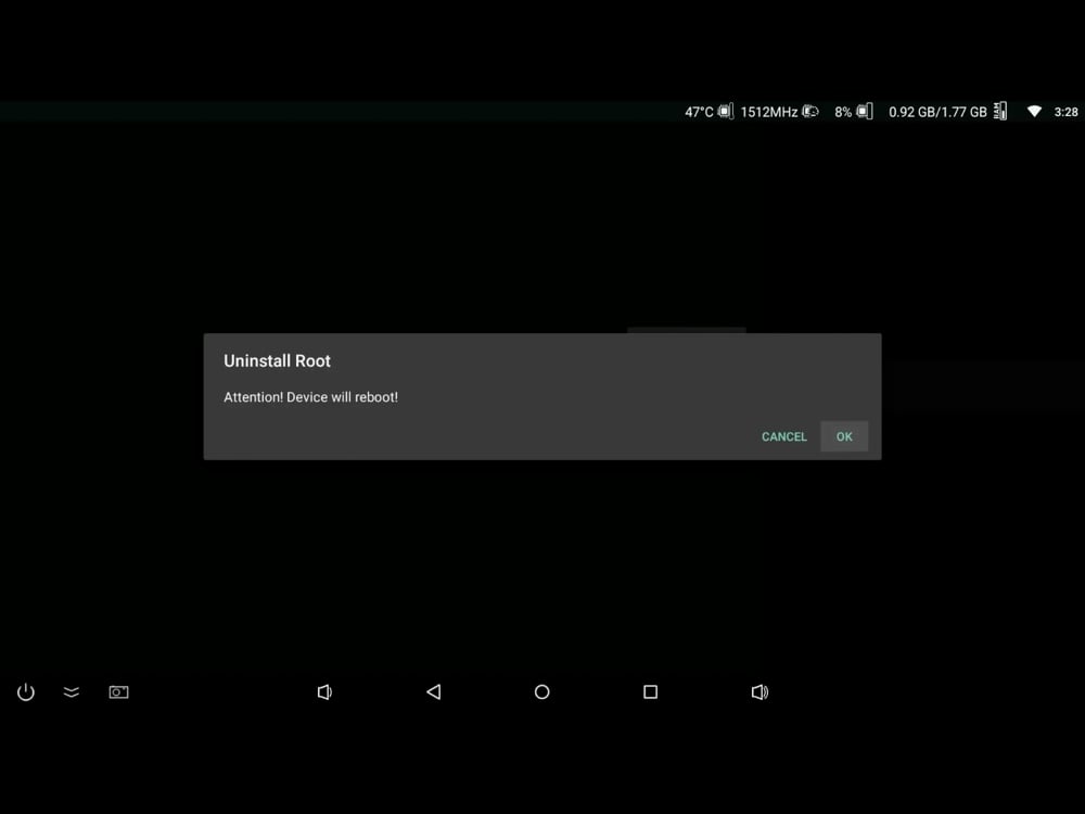 Instalace a odinstalace root access, reboot přístroje