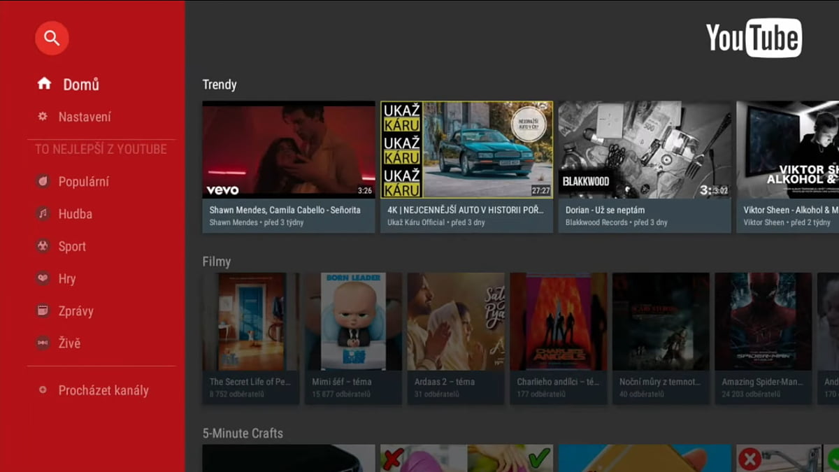 Uživatelské rozhraní a aplikace Tesla TEH-500 DVB-T2