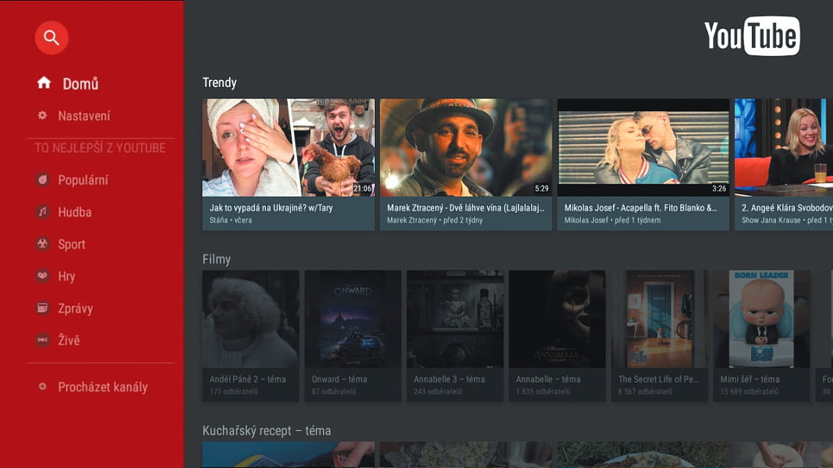 Uživatelské rozhraní a aplikace Tesla TEH-500 DVB-T2