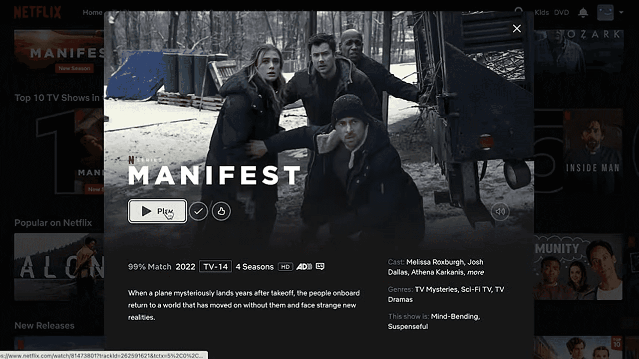 Netflix - ukázka předplatného s vkládanou reklamou