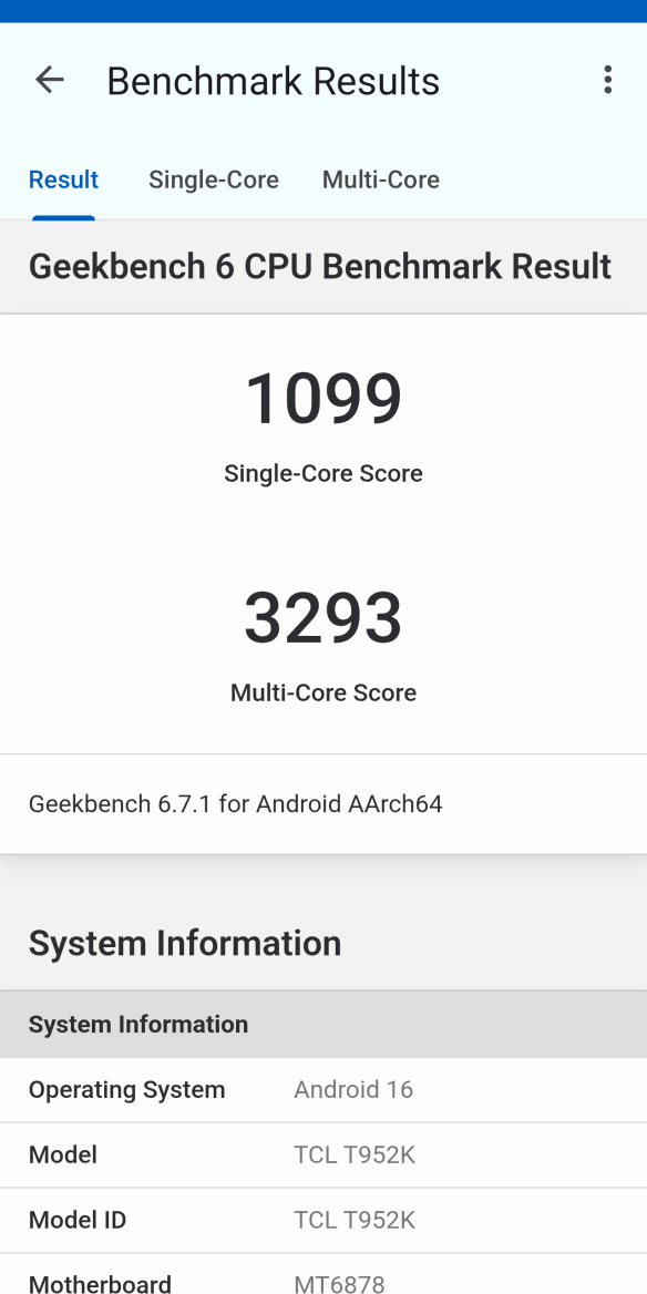 TCL P80 Ultra benchmarky