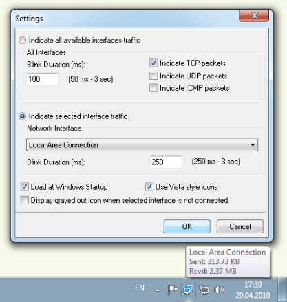 Pomocí Network Activity Indicator mějte přehled o připojení k internetu ve Windows 7