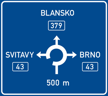 Dopravní značka IS 9b Návěst před okružní křižovatkou