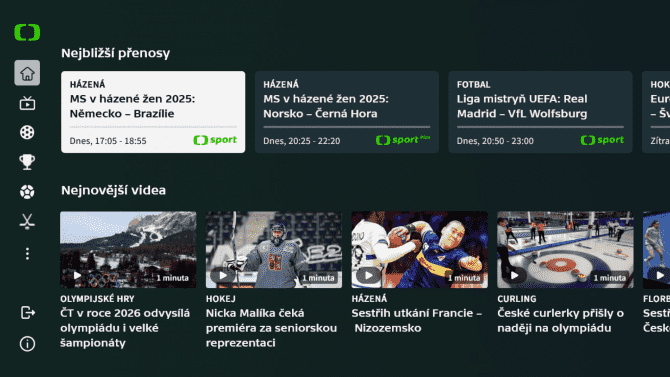 Česká televize spustila novou HbbTV aplikaci sportovního kanálu