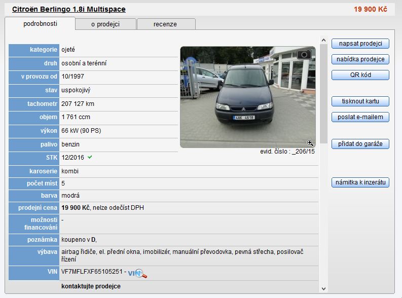 Citroen Berlingo, Tipcars.cz, inzerentem je Autobazar Benecars, kilometry stočeny