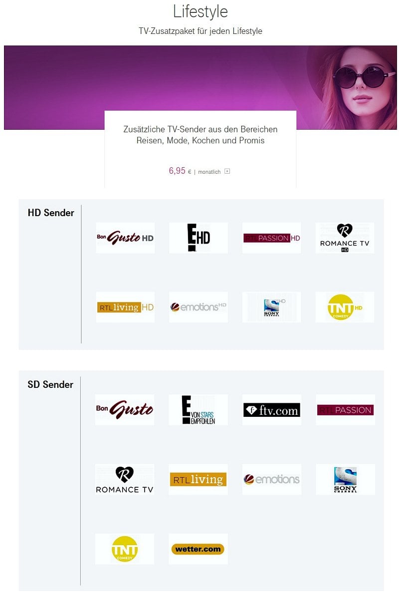 EntertainTV - další programové balíčky