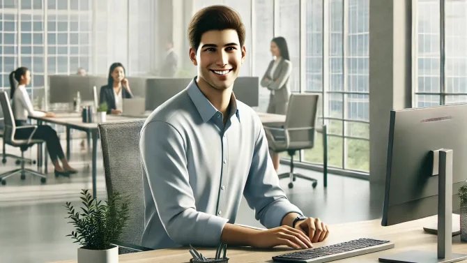 2. 8. 24 / 1x / spokojený zaměstnanec, pracovník, radost, štěstí