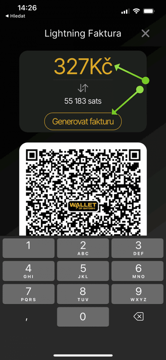 Vygenerujte QR kód (fakturu)