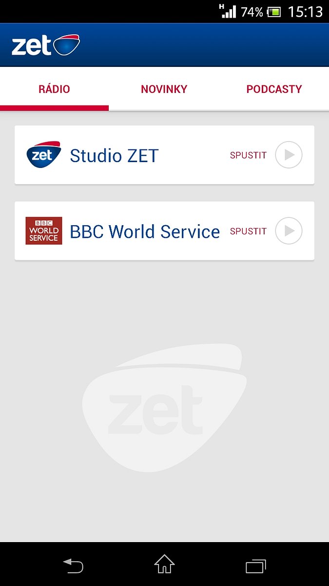 Aplikace Zet pro přijímače s operačním systémem Android