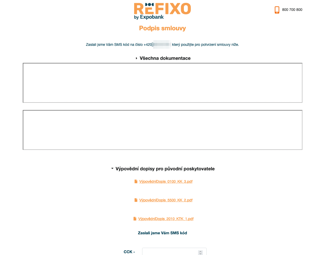 Expobank. Od podpisu smlouvy dělí jen opsání kódu zaslaného v SMS.