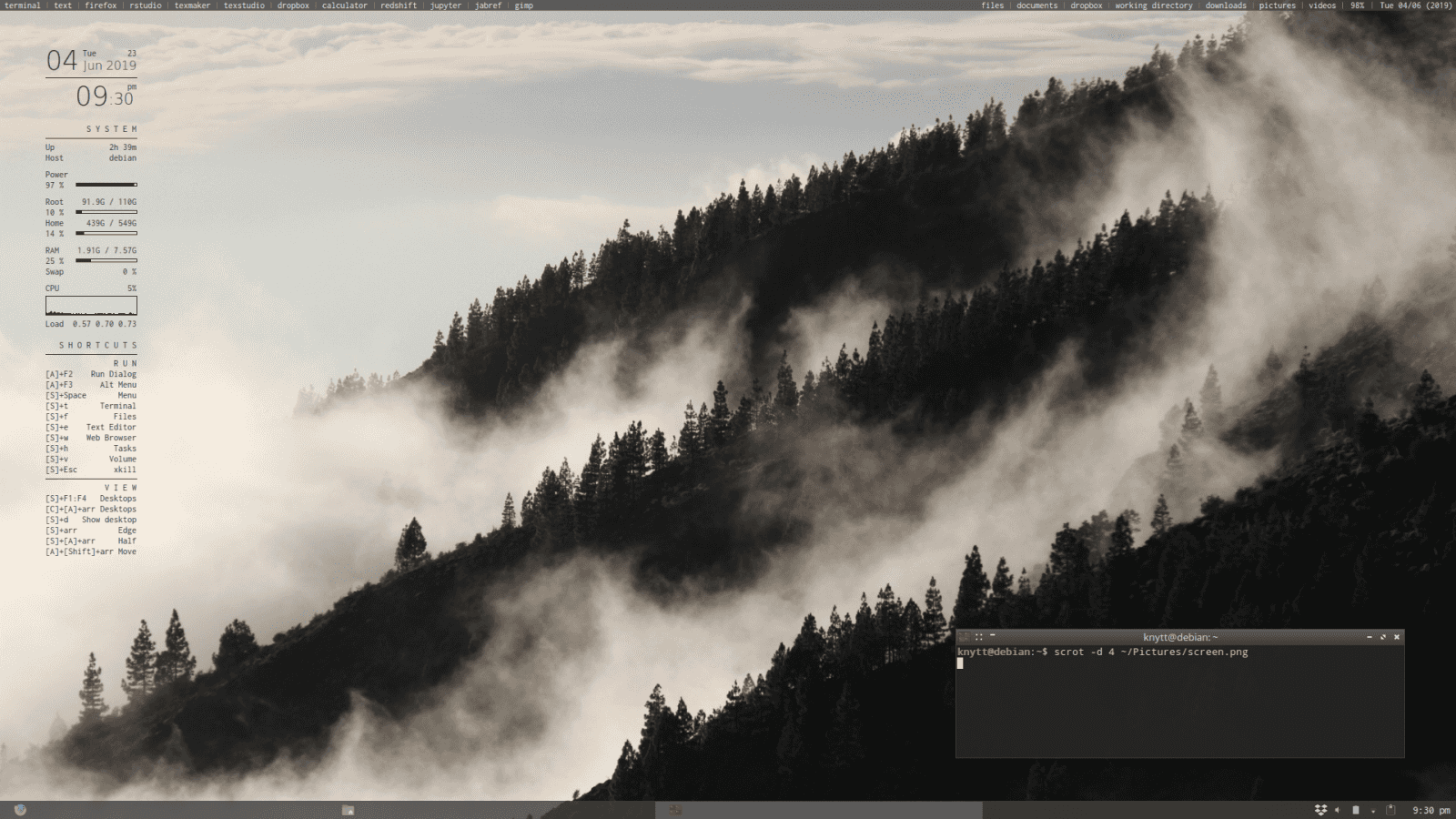 BunsenLabs (Debian), Openbox, conky + tint2