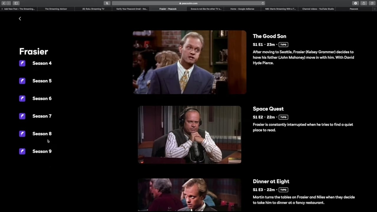 Peacock v prostředí internetového prohlížeče