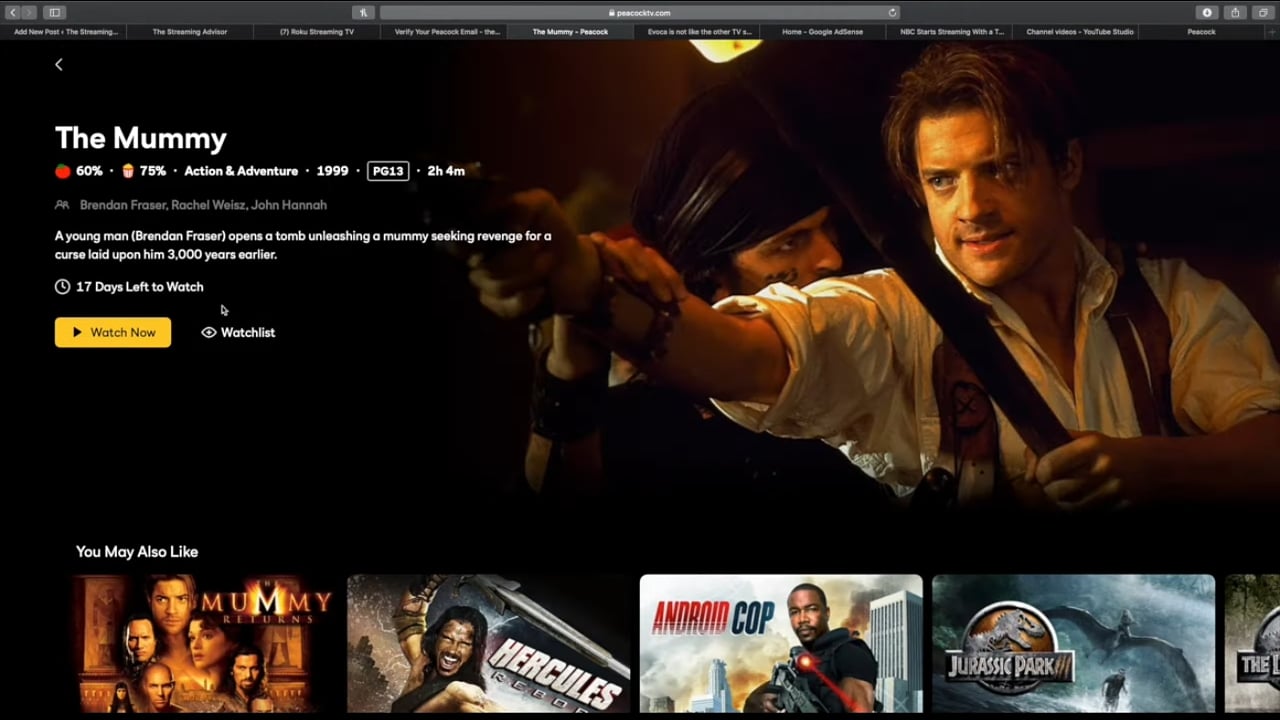 Peacock v prostředí internetového prohlížeče