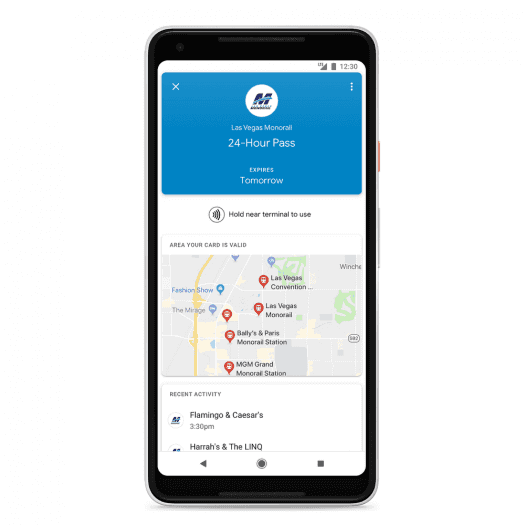 Karta Las Vegas Monorail v Google Pay