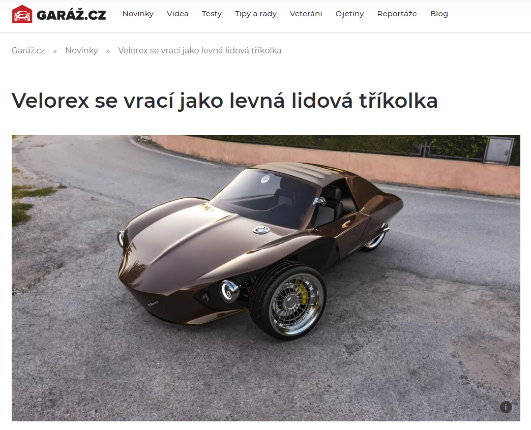 Garáž.cz na apríla oznamuje návrat Velorexu.
