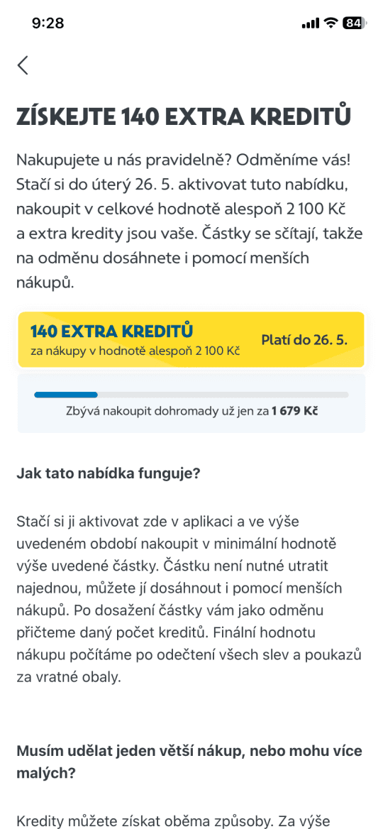 Věrnostní program pro držitele platebních karet spravovaný firmou Dateio. (25. 05. 2026)