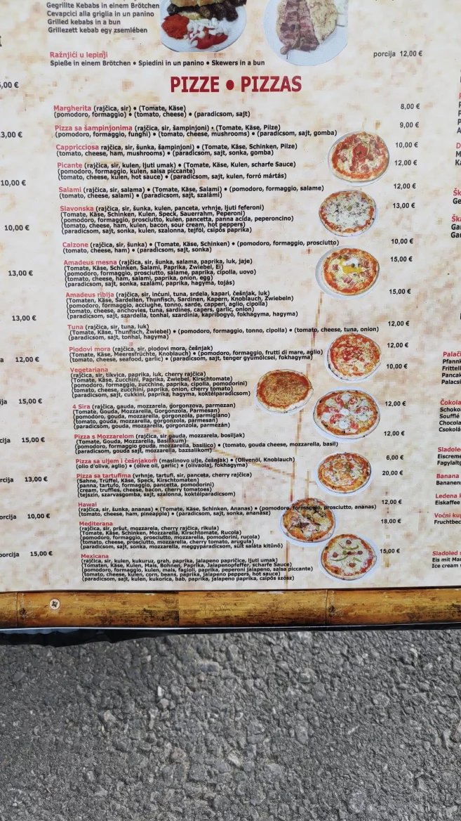 Ceny jídel v restauracích. Baška, Krk, Rijeka. Chorvatsko. (9. 6. 2024)