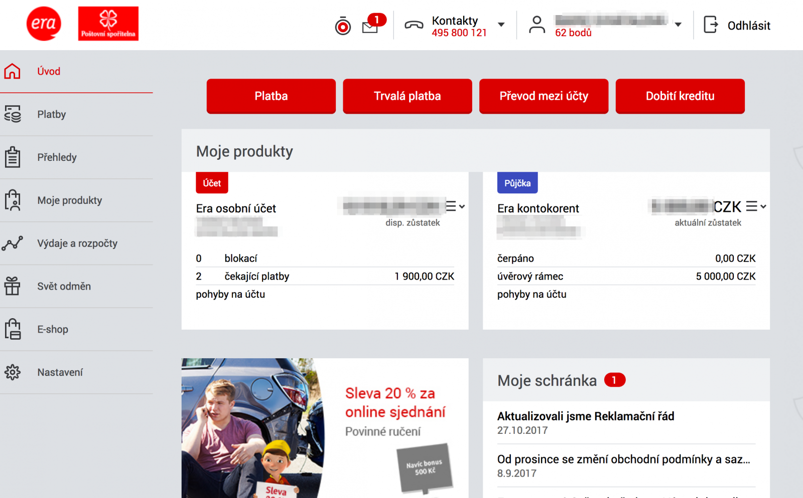Internetové bankovnictví Era/Poštovní spořitelny (2017)
