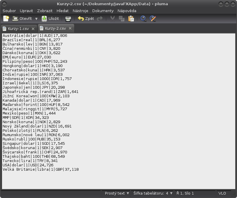 JavaFX: příprava CSV souborů