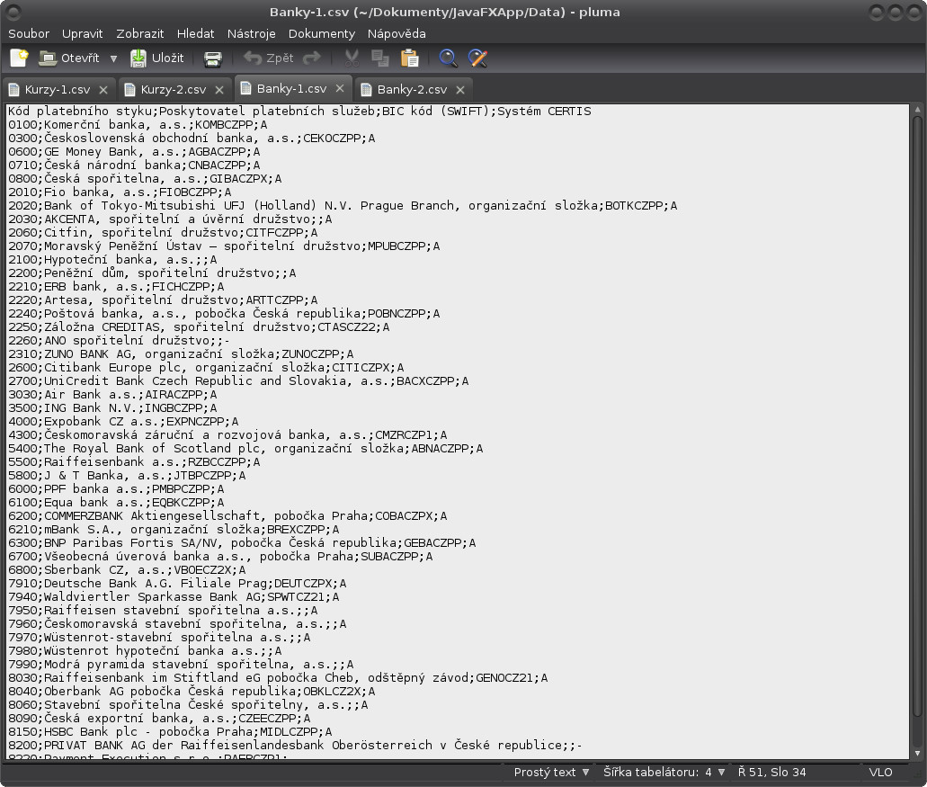 JavaFX: příprava CSV souborů