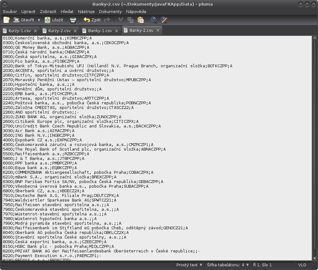 JavaFX: příprava CSV souborů