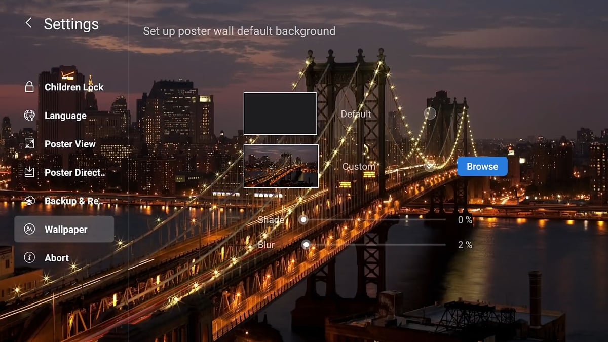 Zidoo X20 Pro - Nastavení aplikace Poster Wall 2.0