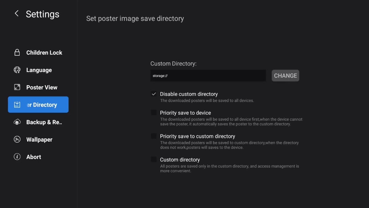 Zidoo X20 Pro - Nastavení aplikace Poster Wall 2.0