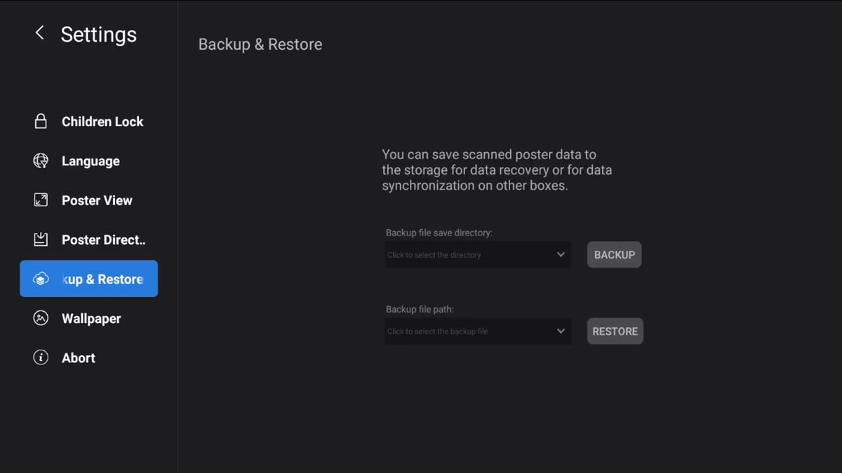 Zidoo X20 Pro - Nastavení aplikace Poster Wall 2.0